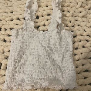 womens white ruffle top